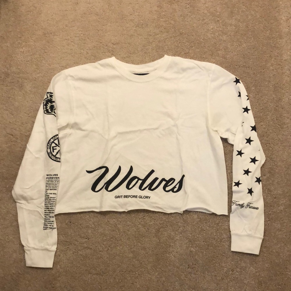 Darc Sport, White, Women’s Medium, Cropped Long Sleeve, Sleeve Designs.
